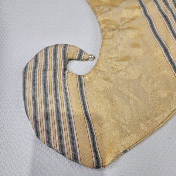 Vintage 90s Victorian Christmas Stocking Gold Green Damask - Picture 2 of 5